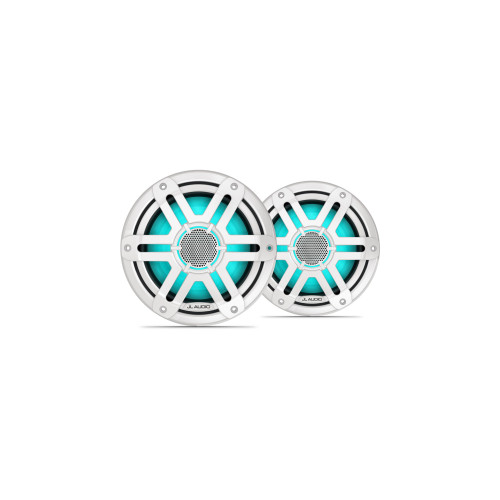 JL Audio M200 7.7" Marine Coaxial Speakers with White Sport Grilles and RGB LED Lighting - 010-04757-00