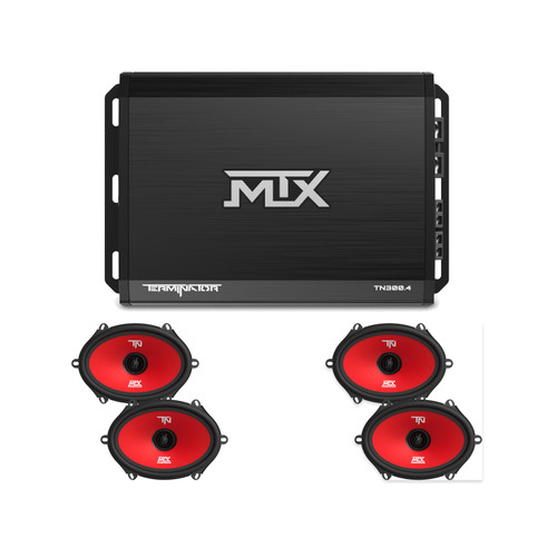 MTX TN3004 Amp + 4 TERMINATOR68 5x7/6x8in Car Speakers