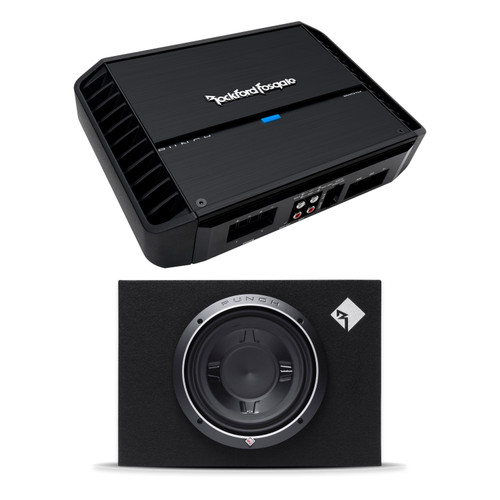 Rockford Fosgate P500X1BD Amp + P3S-1X10 10in Shallow Sub Box