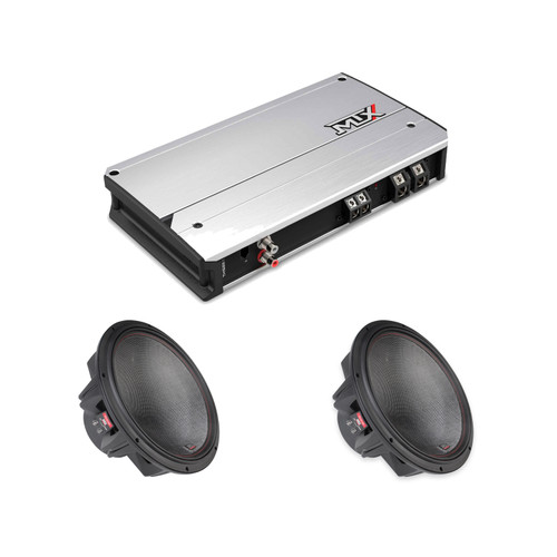 MTX TH1500.1 Amp + 2 7515-44 15in Dual 4-Ohm Car Subwoofers