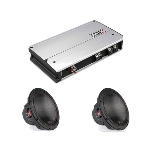 MTX TH1500.1 Amp + 2 7512-44 12in Dual 4-Ohm Car Subwoofers