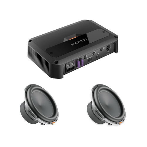Hertz CP-1.2K Amp + 2 MP-250-D23 10in Dual 2-Ohm Subs