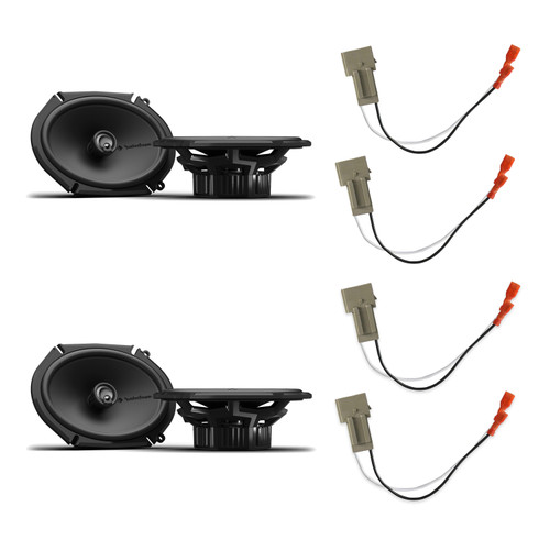 Rockford Fosgate P1V2-68 6x8in Coaxial Speakers, 2 Pairs + 72-5512 Harness