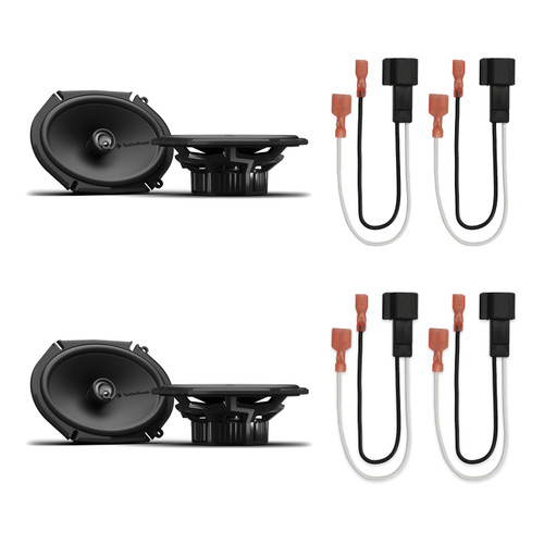 Rockford Fosgate P1V2-68 6x8in Coaxial Speakers, 2 Pairs + 72-5600 Harness