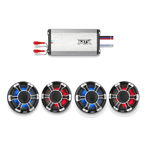 MTX PS800.4 Amp + 4 PS8H 8in RGB UTV Horn Speakers
