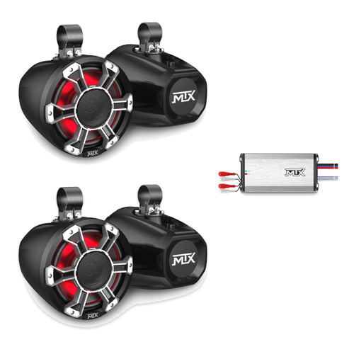 MTX PS800.4 Amp + 4 PS8H-BP 8in RGB UTV Horn Pods