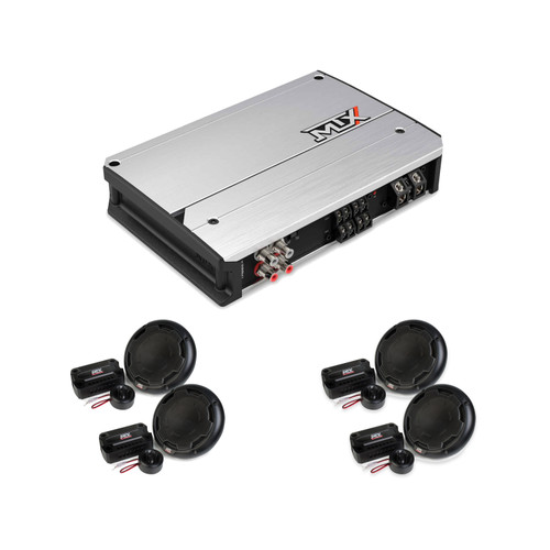 MTX TH800.4 Amp + THUNDER61 6.5in Component Speakers, 2 Pairs