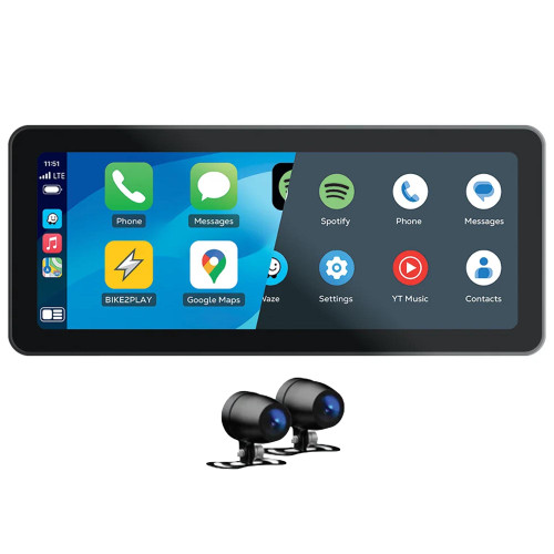 ZZ-2 B2P7+DVR BIKE2PLAY Plus 7-Inch Wireless CarPlay and Android Auto with Dual Cameras