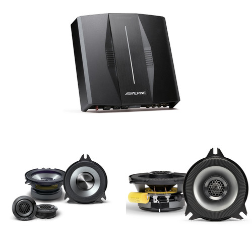 Alpine Optim8 DSP Amp & BassRev™ BRV-S40C 4" & BRV-S40 4" Speaker Set