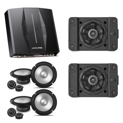 Alpine PXE-C80-88 OPTIM8 8-Channel Hi-Res DSP Amplifier w/ (2) SS-SB10 Subwoofer, (2) S2-S65C 6.5" Component Bundle