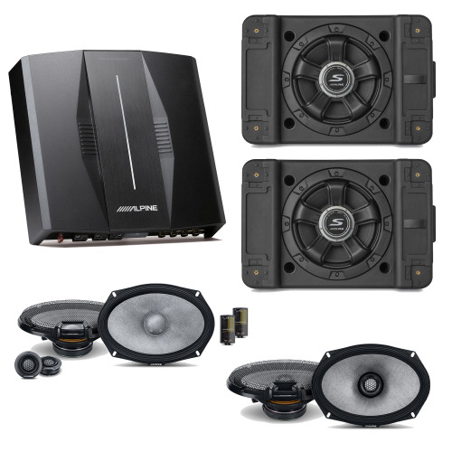 Alpine PXE-C80-88 OPTIM8 8-Channel Hi-Res Digital Sound Processor Amplifier w/ (2) SS-SB10 Subwoofer, R2-S69C & R2-S69 Bundle