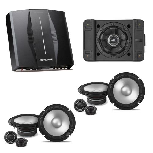 Alpine PXE-C80-88 OPTIM8 8-Channel Hi-Res DSP Amplifier w/ SS-SB10 Subwoofer, (2) S2-S65C 6.5" Component Bundle