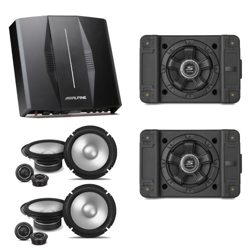Alpine PXE-C80-88 OPTIM8 8-Channel Hi-Res DSP Amplifier w/ (2) SS-SB12 Subwoofer, (2) S2-S65C 6.5" Component Bundle