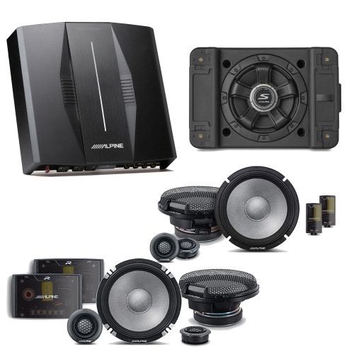 Alpine PXE-C80-88 OPTIM8 8-Channel Hi-Res Digital Sound Processor Amplifier w/ SS-SB12 Subwoofer, R2-S652 & R2-S65C Bundle