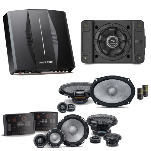 Alpine PXE-C80-88 OPTIM8 8-Channel Hi-Res Digital Sound Processor Amplifier w/ SS-SB12 Subwoofer, R2-S653 & R2-S69C Bundle