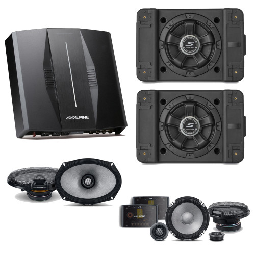 Alpine PXE-C80-88 OPTIM8 8-Channel Hi-Res Digital Sound Processor Amplifier w/ (2) SS-SB10 Subwoofer, R2-S652 & R2-S69 Bundle