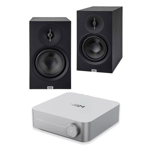 WIIM AMP SILVER STREAMING AMPLIFER WITH ELAC DEBUT 3.0 BOOKSHELVES-DB63 BLACK