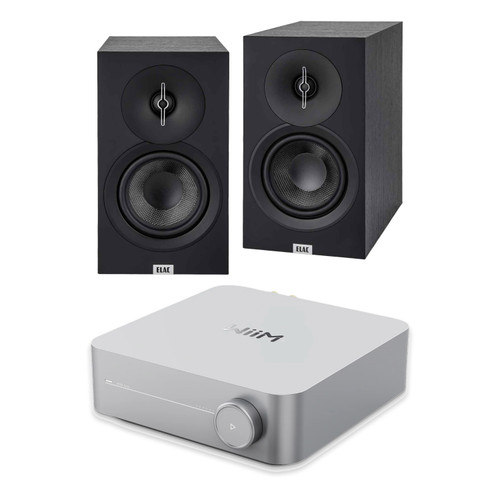 WIIM AMP SILVER STREAMING AMPLIFER WITH ELAC DEBUT 3.0 BOOKSHELVES-DB53 BLACK