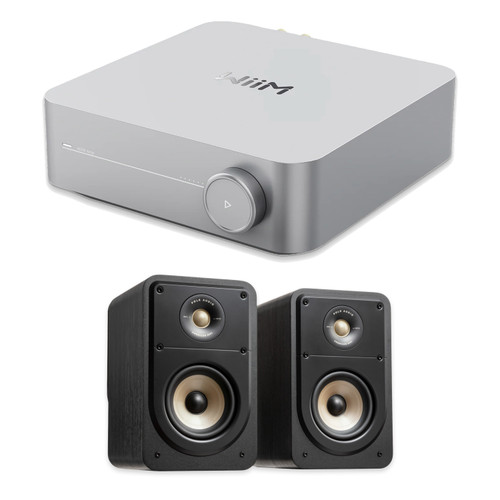 WIIM AMP SILVER STREAMING AMPLIFER WITH POLK SIGNATURE ELITE ES15 (BLACK) BOOKSHELVES