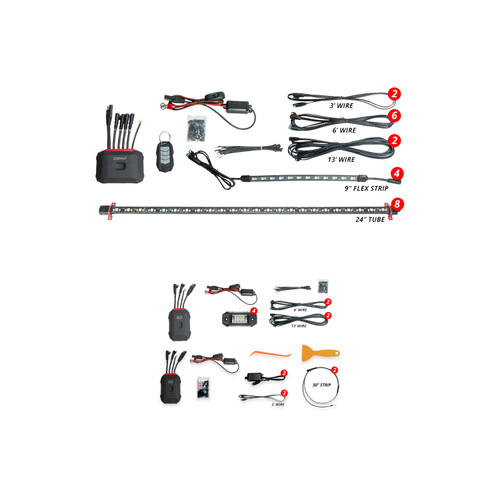 XKglow MX-CAR-ADV + MX-ROCK-STA + MX-FO-MINI Total Vehicle Lighting Kit
