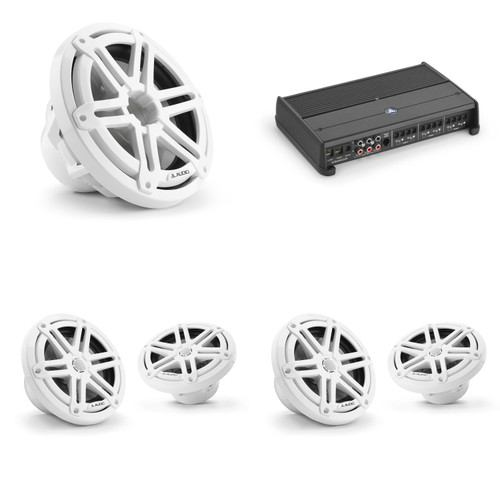JL Audio M3 Marine Audio System – 4 x 6.5" Sport White Speakers & 10" Subwoofer with XDM600/6 6-Channel Amplifier – Complete Boat Audio Upgrade