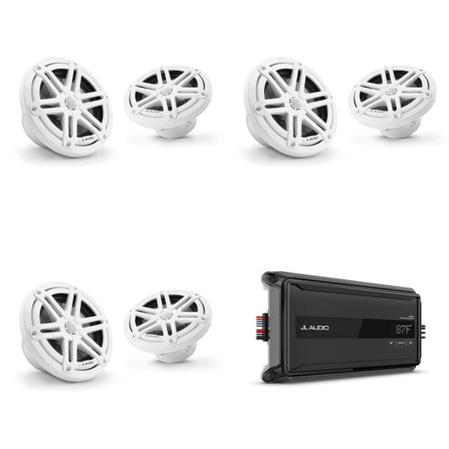 JL Audio DIY Marine Audio Upgrade – M3-650X-S-Gw 6.5" Speakers (3 Pair) & AP600/6 6 Channel Amp – Pontoon & Center Console System