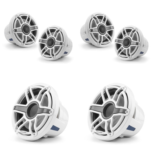 JL Audio M6 Marine Audio System – 4 x 8.8" Sport White Speakers & Dual 10" Subwoofers – Premium Boat Audio Upgrade for Center Console & Bay Boat