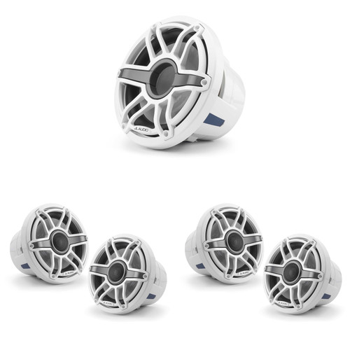JL Audio Marine M6 Sport White Boat Speaker Bundle (4) 8.8" & 10" Subwoofer, Center Console, Bay Boat Upgrade