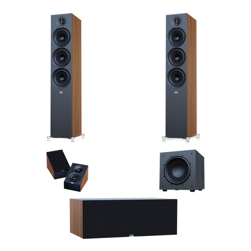 ELAC Debut 3.0 DF63 Walnut Pair + DC63 Walnut + DA43 Walnut + DS123 Sub