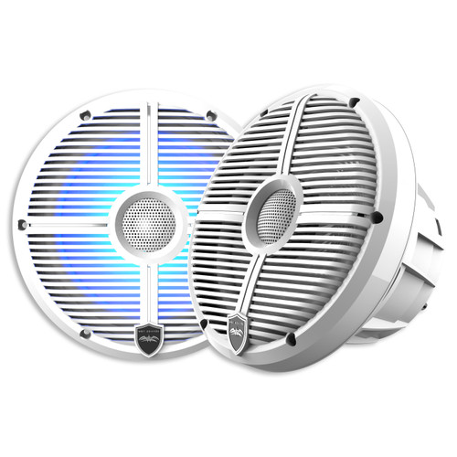 Wet Sounds REVO 8-XWW White Closed XW Grille 8 Marine LED Inch Coaxial Speakers (pair)
