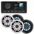 Fusion MS-RA210 Marine AM/FM/BT/NEMA2000/Sirius XM Ready Stereo with 2 Pair Fusion XS-FL65SPGW XS Series 6.5" Coax, RGB LED, Sports Grey & White Grille