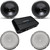 Rockford Fosgate 2 P3D4-12 Punch P3 Dual 4-Ohm 12" Sub, 1 P1000X1bd Punch Amp and 2 P2P3G-12 Stamped Grille Inserts