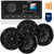 Fusion MS-RA210 Marine AM/FM/BT/NEMA2000/Sirius XM Ready Stereo with 2 Pair Wet Sounds RECON 6-BG High Output 6.5" Marine Coaxial Speakers, Black Grill