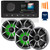 Fusion MS-RA210 Marine AM/FM/BT/NEMA2000/Sirius XM Ready Stereo with 2 Pair Wet Sounds RECON 6-S RGB High Output 6.5" RGB Lighting Marine Coaxial Speakers, Silver Grill
