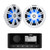 Fusion MS-RA60 Marine Stereo With Wireless Connectivity with 1 Pair 49KM604WL KM 6.5" 4Ω Blue Lighted LED Marine Coaxial Speakers - Pair