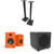 Kanto Ren Powered Speaker System - Orange, Kanto ST34 Speaker Stands - Black and Kanto powered sub - Black