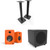 Kanto Ren Powered Speaker System - Orange, Kanto ST28 Speaker Stands - Black and Kanto powered sub - Black