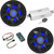 Clarion Marine 4 Channel Amp & (2) 12" Black Grill Boat Audio Upgrade Bundle ( Includes LED Remote )