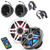 Clarion Premium RGB LED UTV 6.5" Marine Speaker Bundle including White & Gunmetal speaker grills, SSV Works 6.5" speaker pods and 1.85" cage mounts