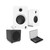 Kanto OBI3G2VMB Bluetooth Turntable + Kanto Renmw Matte White Bookshelves + Kanto Black Sub