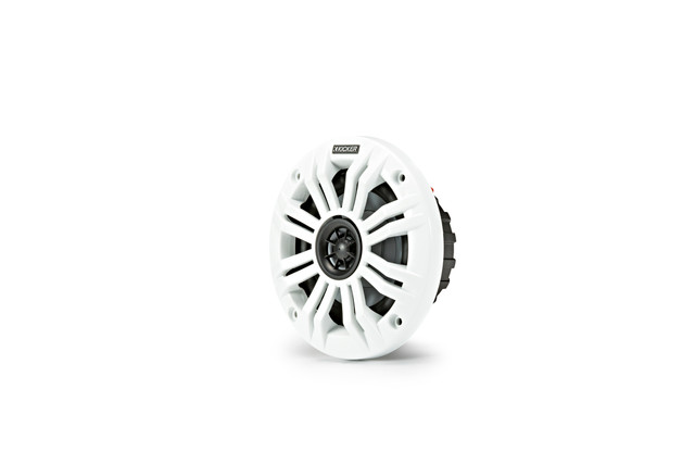 Kicker KM4 4-Inch (100mm) Marine Coaxial Speakers With 1/2-Inch (13mm) Tweeters, 2-Ohm, Charcoal And White Grilles - View #7