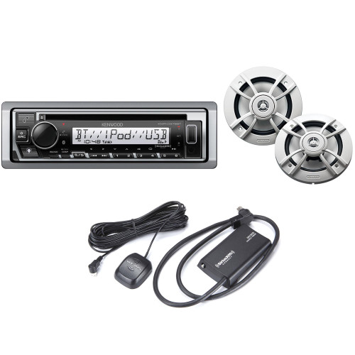 Kenwood KMR-D378BT Marine CD Receiver with Bluetooth and 1 Pair