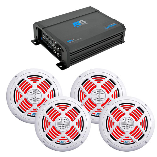 ATG Marine Audio Bundle Includes 4 channel amplifier and two pairs of
