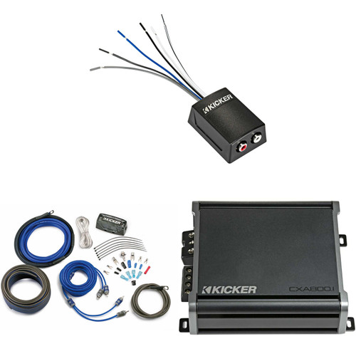 KICKER CXA800.1 800 Watt Mono Amp, KISLOC2 & 4AWG 2 Channel Amp