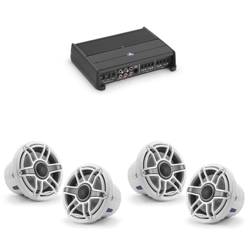 JL Audio XDM400/4 w/ (2) M6-880X-S-GwGw, Gloss White, Sport Grille