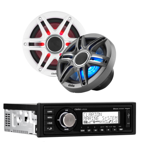 Clarion M508 Marine Single Din with CMSP-651RGB-SWG 6.5-inch