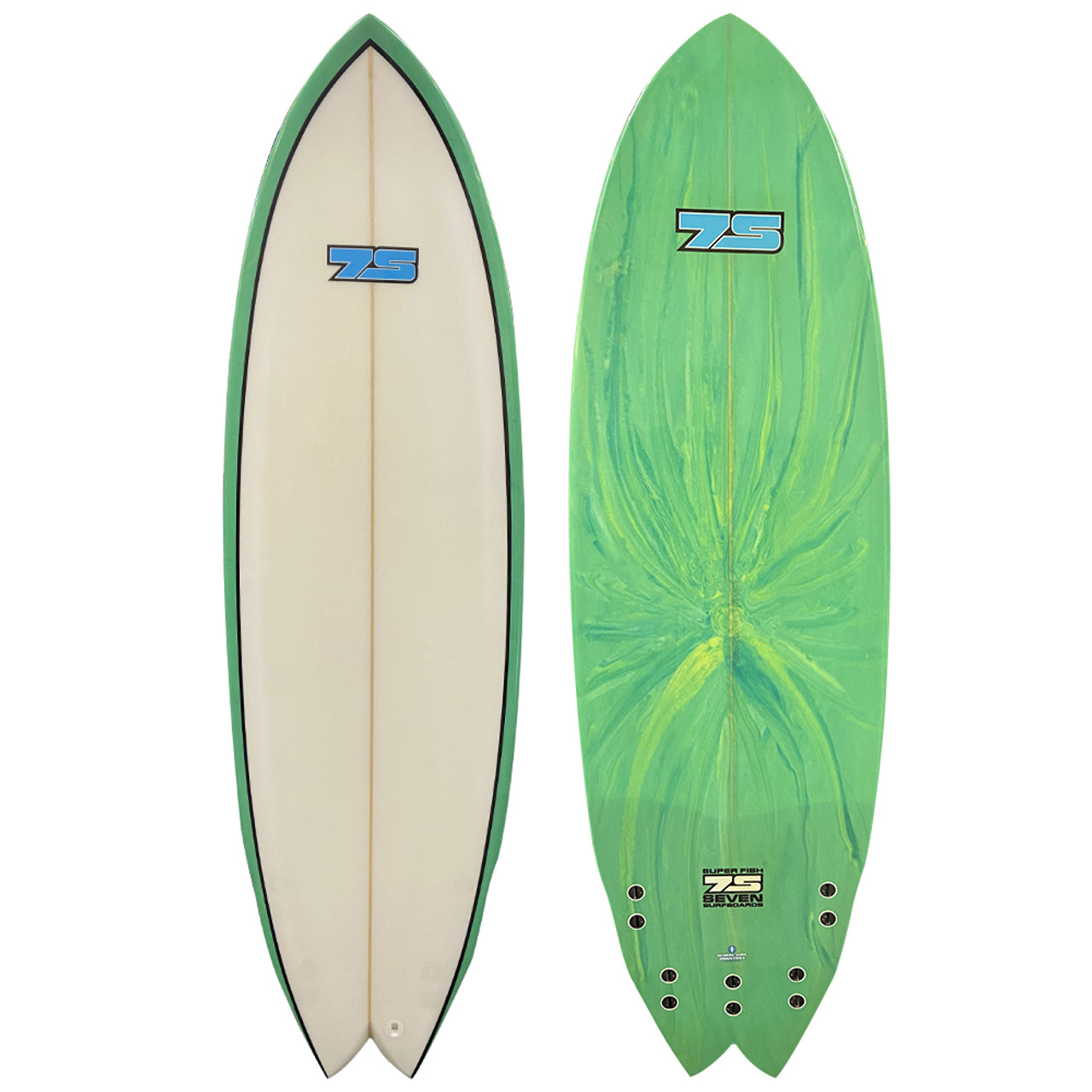 5'9 7S Surfboards Superfish Almost Like-New 5 Fin Double-Winged Swallow  Tail Surfboard
