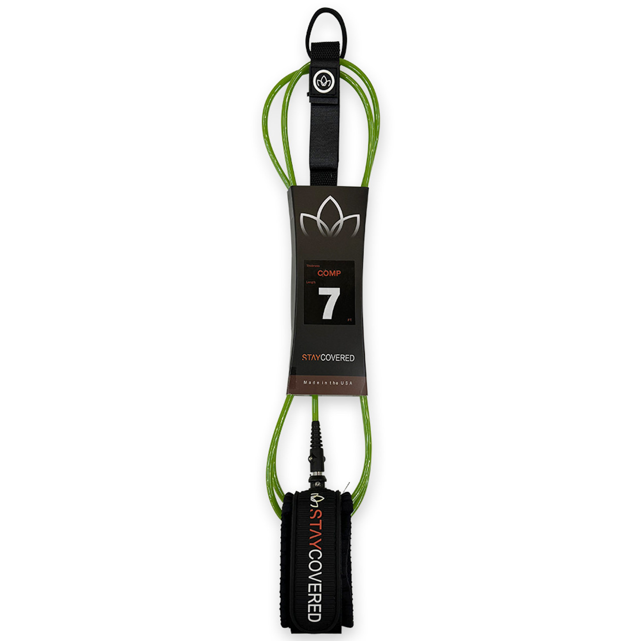 値頃 Stay Covered - 7' Comp Surfboard Leash - Green サーフィン・ボディボード