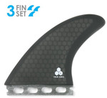 “Stray Boards True Ames Channel Islands large Futures thruster fin set black hexcore”