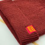 Stray Boards Cardigan Knit Beanie Hat - Crimson/Red Stray Boards Cardigan Knit Beanie Hat - Crimson/Red